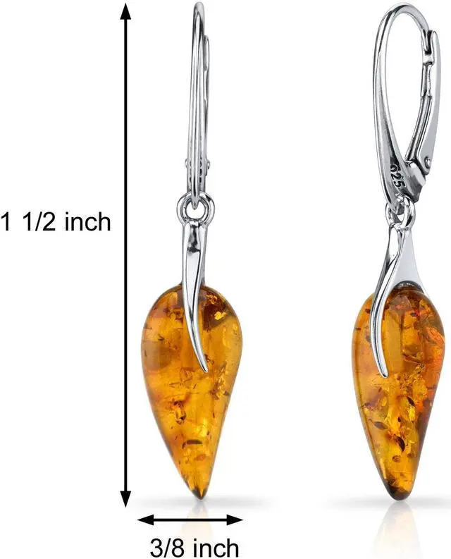 Alt view image 2 of 6 - Oravo Baltic Amber French Clip Earrings Sterling Silver Cognac Color