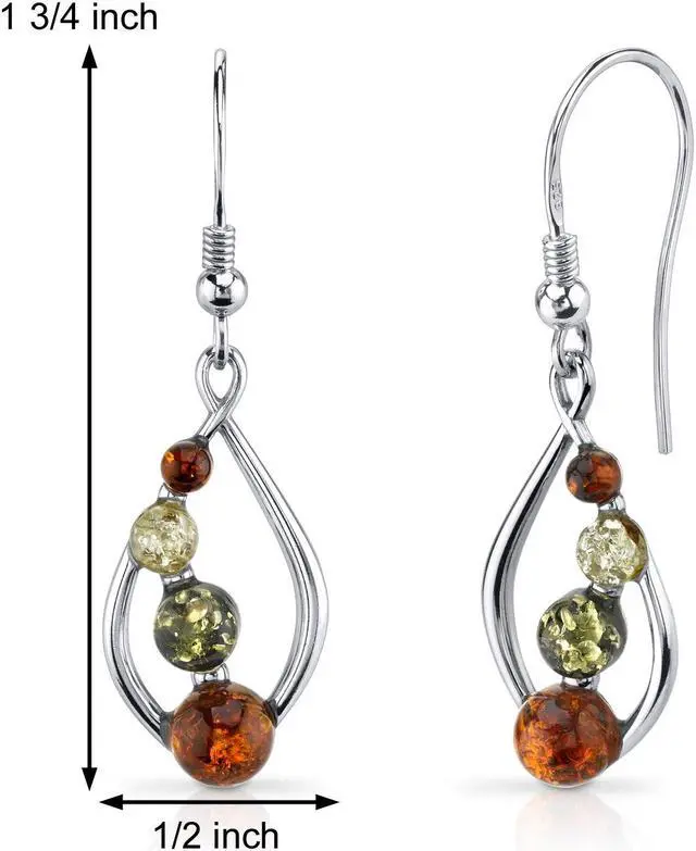 Alt view image 2 of 6 - Oravo Baltic Amber Open Leaf Earrings Sterling Silver Multiple Colors