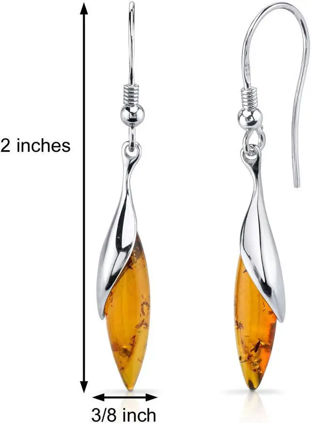 Alt view image 2 of 5 - Oravo Baltic Amber Earrings Sterling Silver Cognac Color