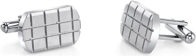 Main image of Brick Pattern Brushed Stainless Steel Cufflinks