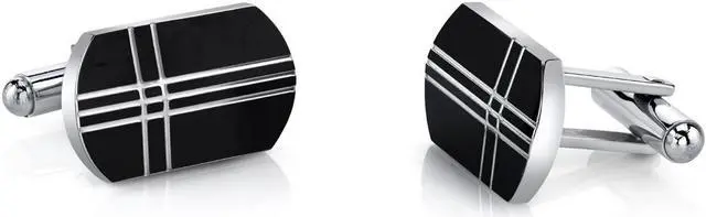 Main image of Black Tone Cross Motif Stainless Steel Cufflinks