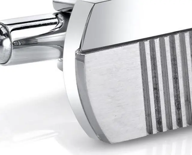 Alt view image 2 of 4 - Abstract Modern Layered Stainless Steel Cufflinks