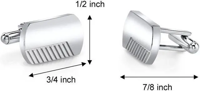 Alt view image 3 of 4 - Brushed Finish Razor Cut Stainless Steel Cufflinks