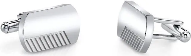 Main image of Brushed Finish Razor Cut Stainless Steel Cufflinks