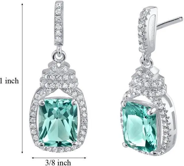 Alt view image 2 of 5 - Simulated Paraiba Tourmaline Sterling Silver Cushion-Cut Glitz Earrings
