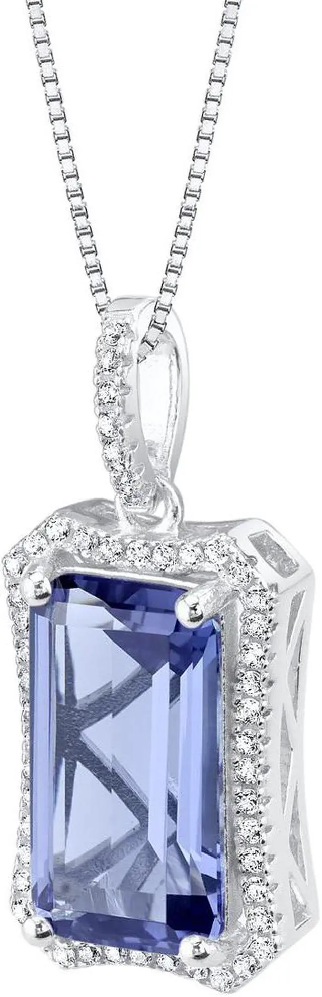Main image of Simulated Tanzanite Sterling Silver Celestial Pendant Necklace