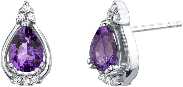 Main image of Amethyst Sterling Silver Empress Stud Earrings 1.00 Carat Total