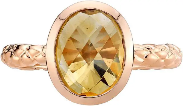 Alt view image 2 of 3 - 14k Rose Gold2.00 carat Citrine Cupola Solitaire Dome Ring