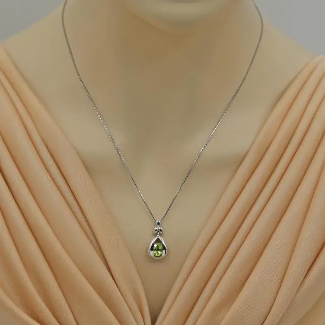 Alt view image 2 of 6 - Peridot Sterling Silver Cascade Pendant Necklace