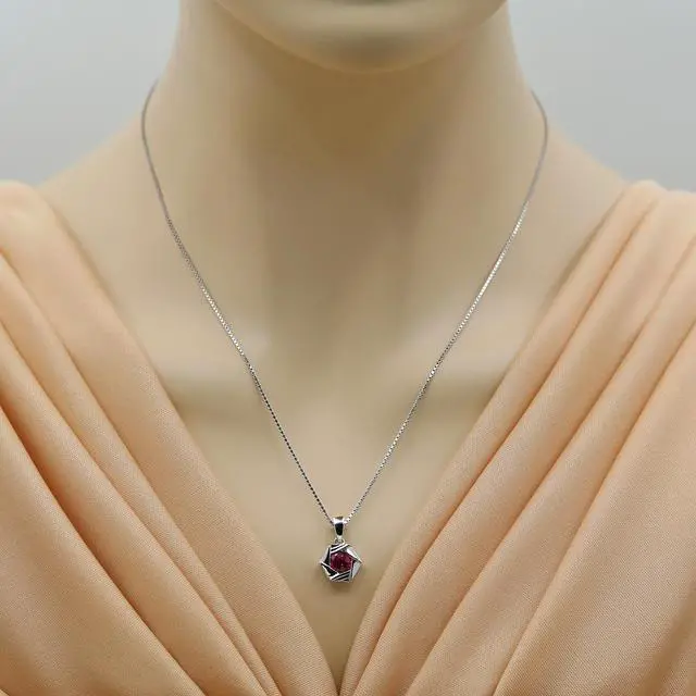 Alt view image 2 of 6 - Created Ruby Sterling Silver Cirque Pendant Necklace
