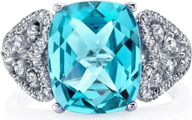 Alt view image 2 of 3 - Oravo 14K White Gold 4.50 carat Swiss Blue Topaz Opulent Ring