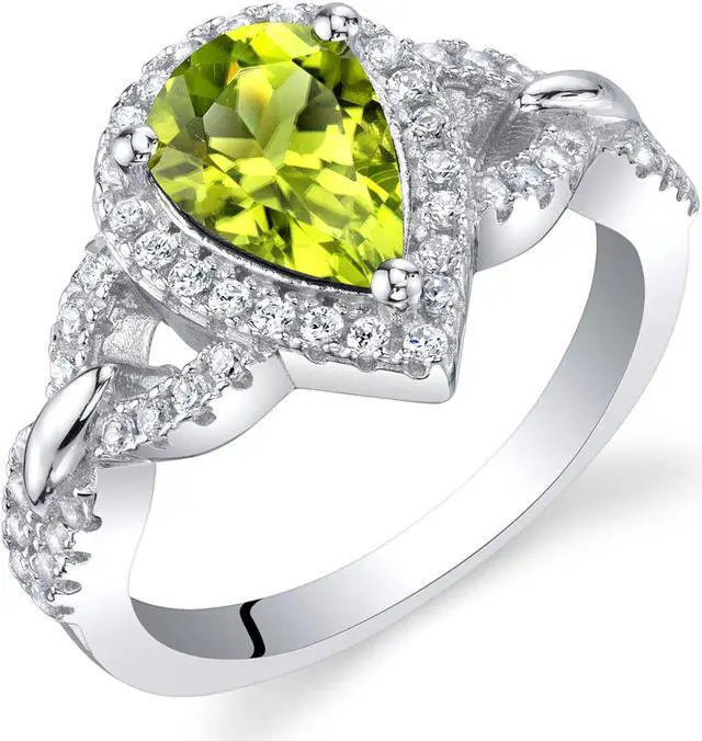 Main image of Oravo Peridot Sterling Silver Halo Crest Ring