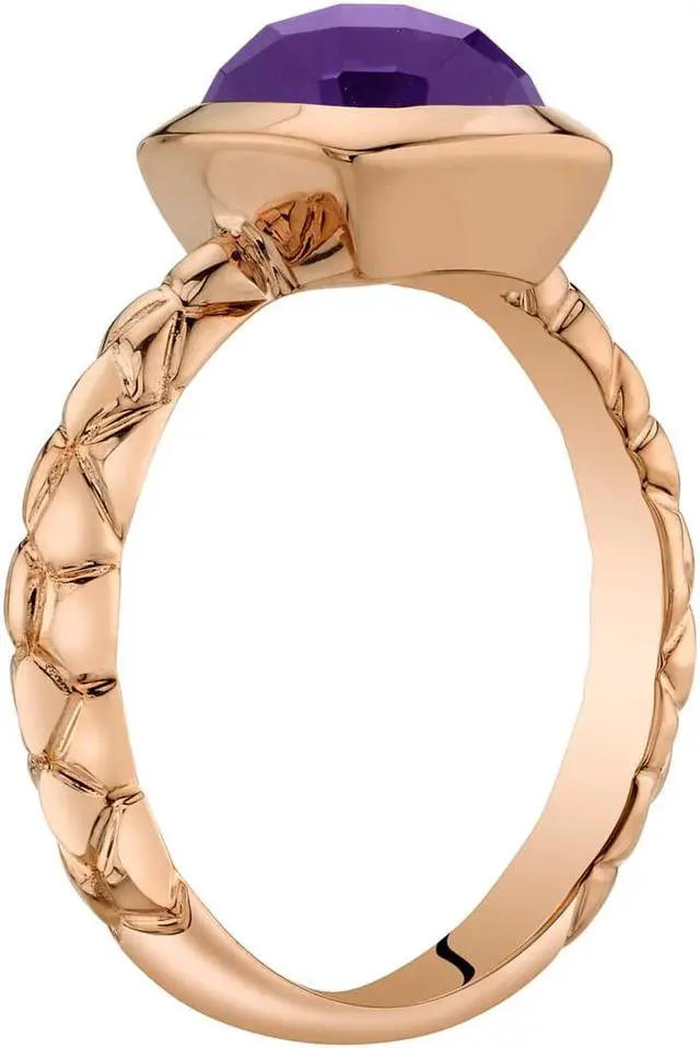 Main image of 14k Rose Gold 2.00 carat Amethyst Cushion Cut Woven Solitaire Dome Ring