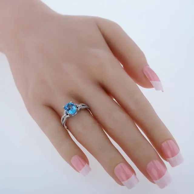Alt view image 2 of 4 - Oravo Swiss Blue Topaz Sterling Silver Forever Ring