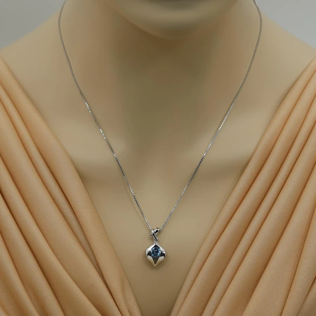 Alt view image 2 of 6 - Swiss Blue Topaz Sterling Silver Venus Pendant Necklace