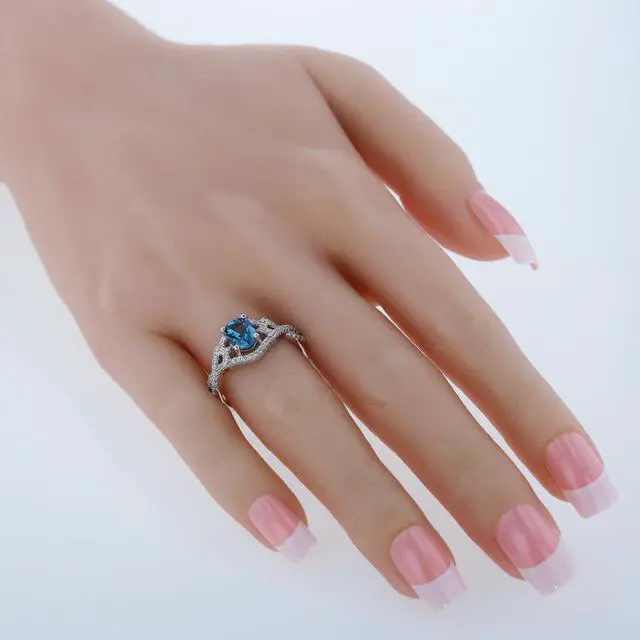Alt view image 2 of 4 - Oravo London Blue Topaz Sterling Silver Lace Ring