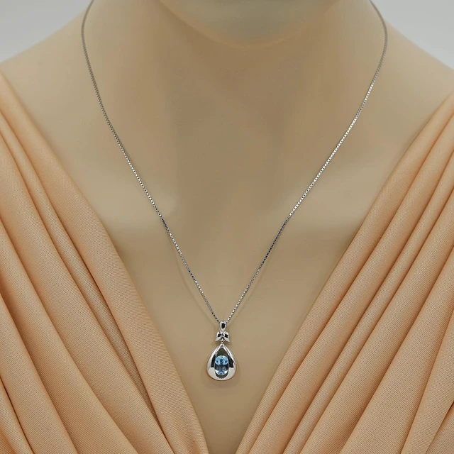Alt view image 2 of 6 - Swiss Blue Topaz Sterling Silver Cascade Pendant Necklace