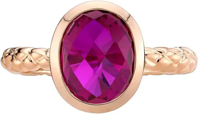 Alt view image 2 of 3 - 14k Rose Gold 3.00 carat Created Ruby Cupola Solitaire Dome Ring
