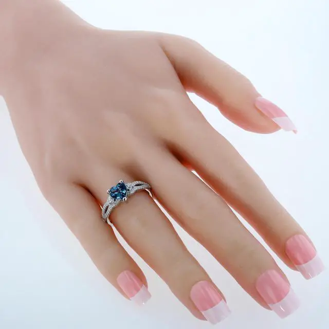 Alt view image 2 of 4 - Oravo London Blue Topaz Sterling Silver Heart Soulmate Ring