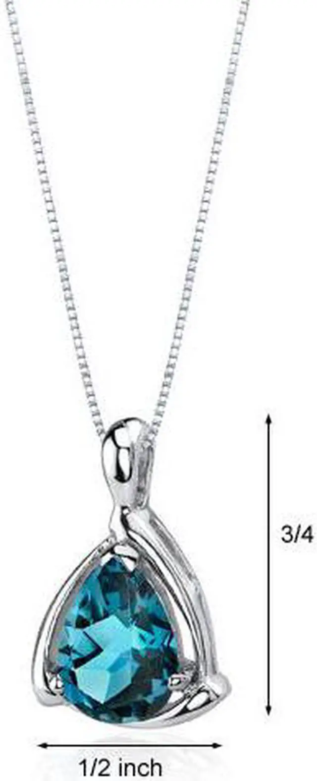 Alt view image 2 of 4 - London Blue Topaz Pendant Sterling Silver Pear Shape 2.00 cts