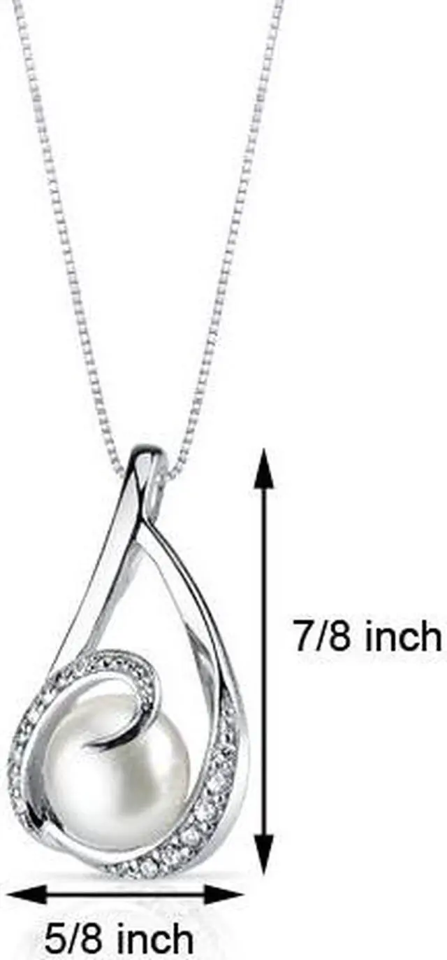 Alt view image 3 of 3 - Elegant Swirl 8.0mm Freshwater Cultured Pearl Pendant Necklace Sterling Silver