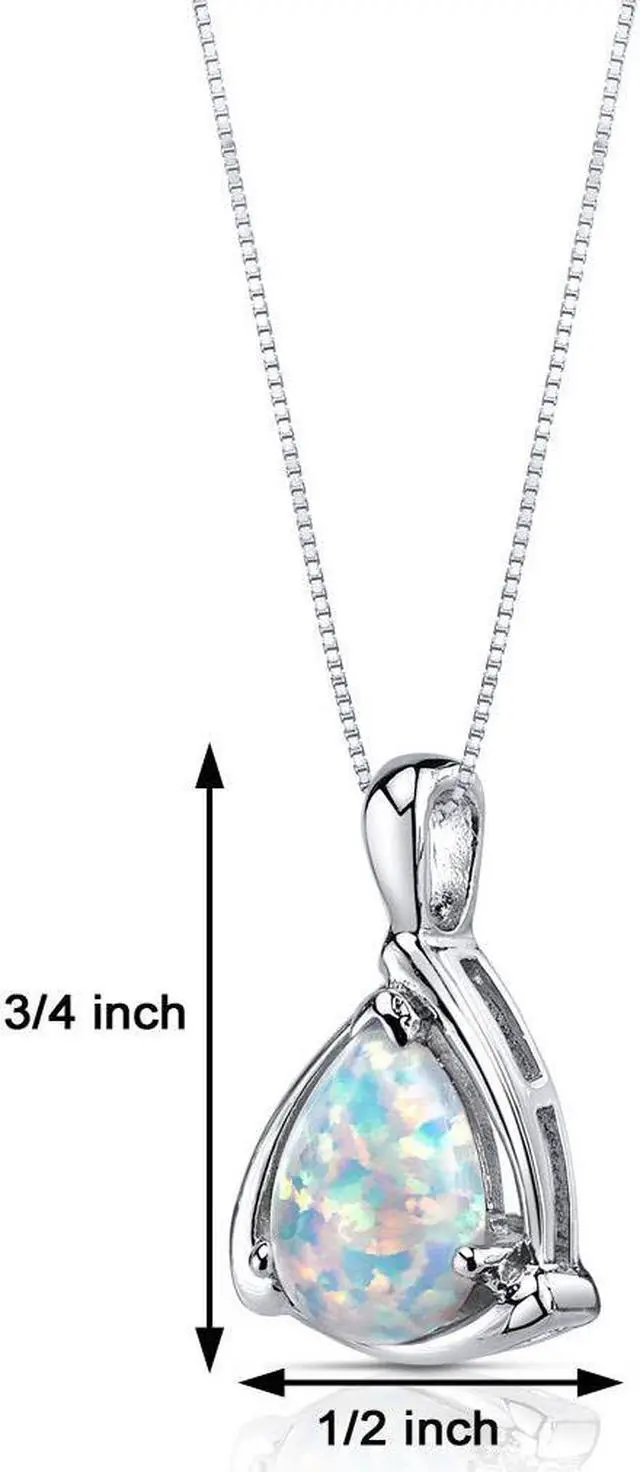 Alt view image 3 of 5 - Created Opal Pendant Necklace Sterling Silver Pear Shape 1.50 cts