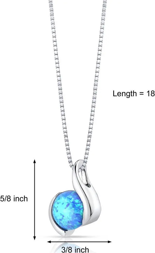 Alt view image 2 of 4 - Created Powder Blue Opal Iris Pendant Necklace Sterling Silver 1.50 cts