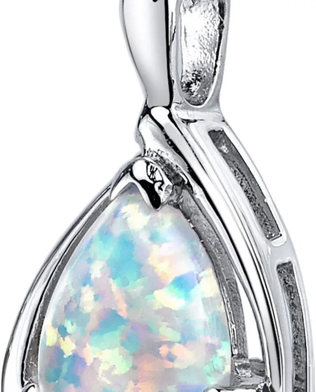 Alt view image 2 of 5 - Created Opal Pendant Necklace Sterling Silver Pear Shape 1.50 cts