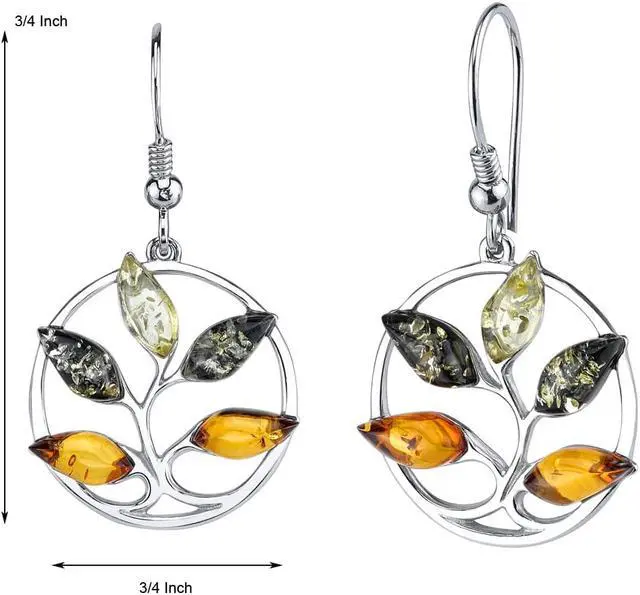 Alt view image 2 of 3 - Baltic Amber Autumn Earrings Sterling Silver Multiple Colors