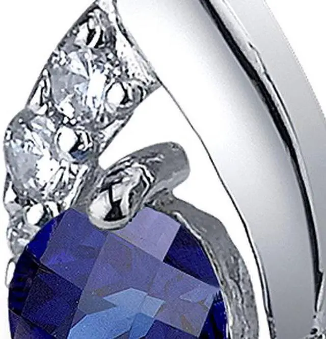 Alt view image 2 of 4 - 1.50 Carats Created Blue Sapphire Round Cut Cz Accent Earrings in Sterling Silver