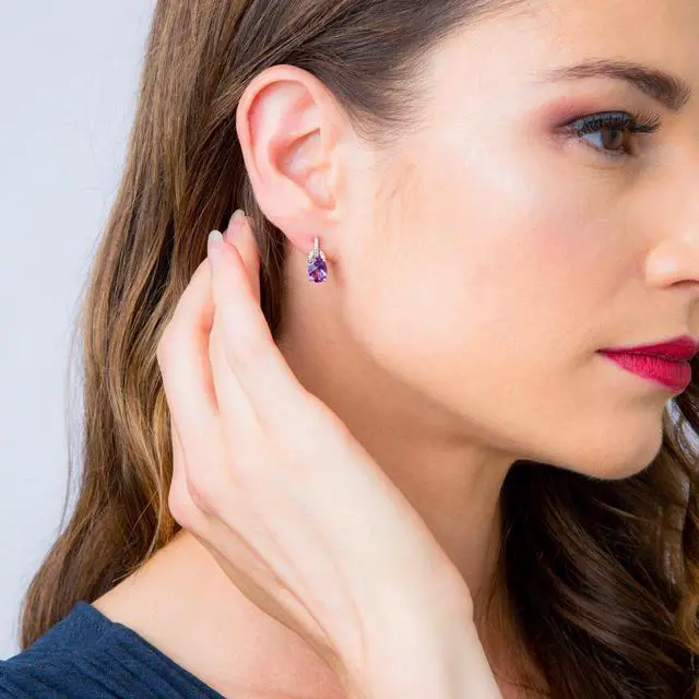 Alt view image 2 of 3 - Amethyst Sterling Silver Pirouette Drop Earrings 2.25 Carats