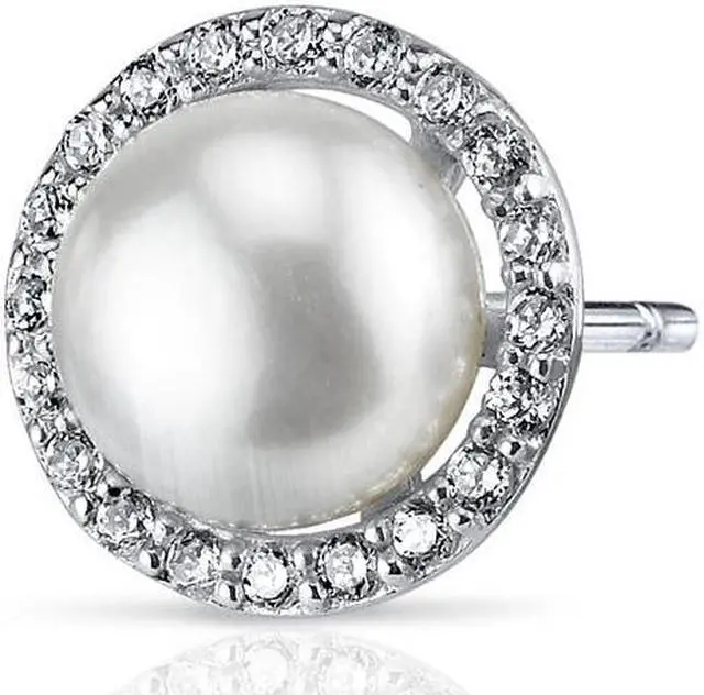 Alt view image 2 of 3 - Circle of Life 7.5mm Freshwater Cultured Pearl Earrings Sterling Silver