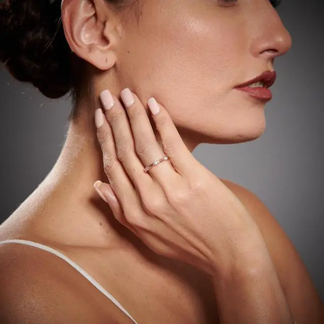 Alt view image 2 of 8 - Cubic Zirconia Stackable Ring in Rose Sterling Silver, 0.42 Carats