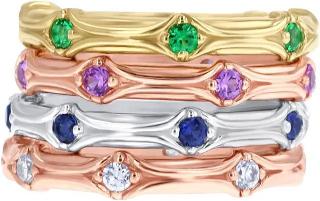 Alt view image 5 of 8 - Cubic Zirconia Stackable Ring in Rose Sterling Silver, 0.42 Carats