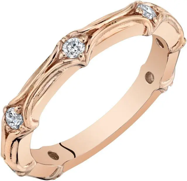 Main image of Cubic Zirconia Stackable Ring in Rose Sterling Silver, 0.42 Carats