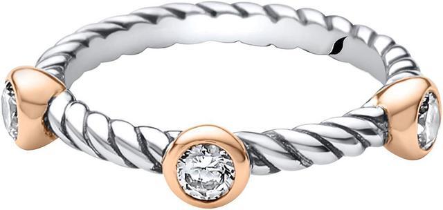 Alt view image 3 of 6 - 0.45 Carats Cubic Zirconia 3-Stone Stackable Ring in Sterling Silver