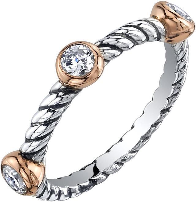Main image of 0.45 Carats Cubic Zirconia 3-Stone Stackable Ring in Sterling Silver