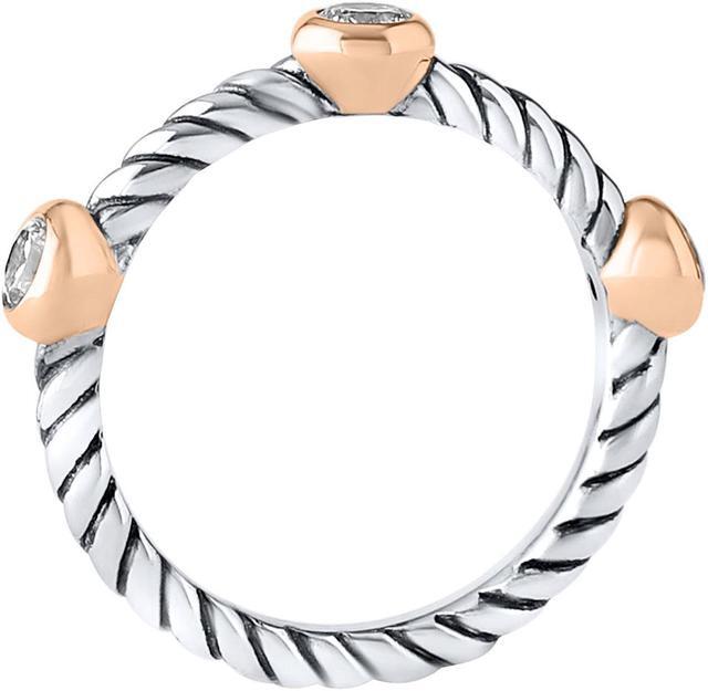 Alt view image 5 of 6 - 0.45 Carats Cubic Zirconia 3-Stone Stackable Ring in Sterling Silver