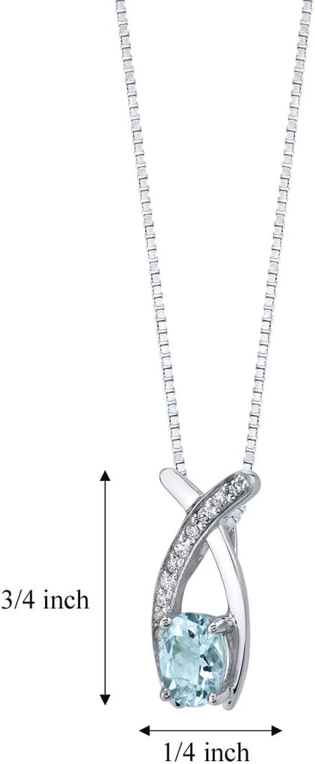 Alt view image 2 of 4 - Oravo Aquamarine Pendant Necklace Sterling Silver Oval Shape 0.75 carats