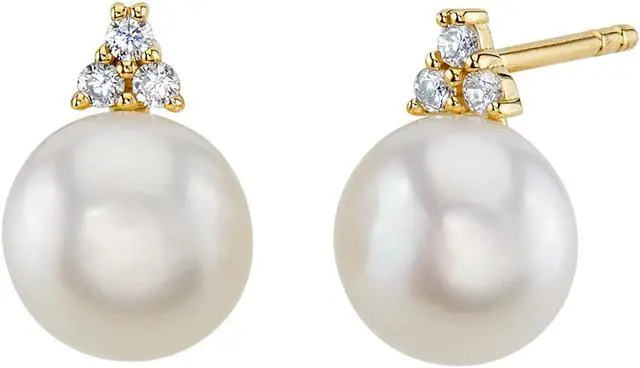 Main image of 14K Yellow Gold Freshwater Pearl Heirloom Solitaire Stud Earrings