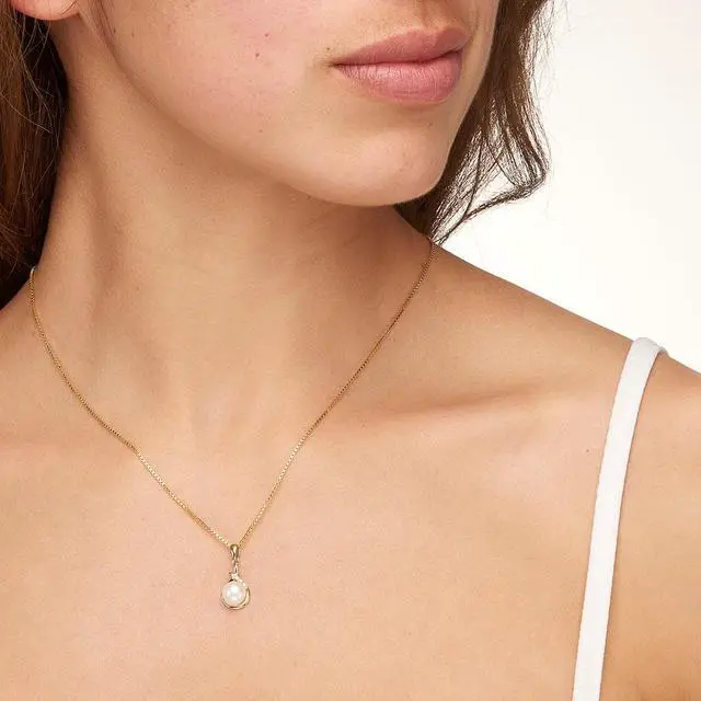 Alt view image 3 of 5 - 14K Yellow Gold Freshwater Pearl Infinity Drop Pendant Necklace