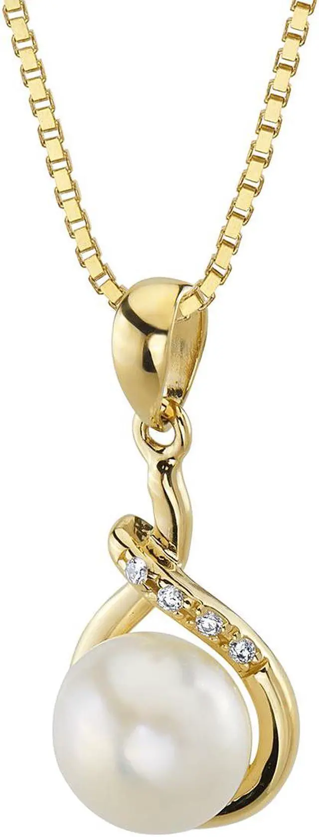 Main image of 14K Yellow Gold Freshwater Pearl Infinity Drop Pendant Necklace