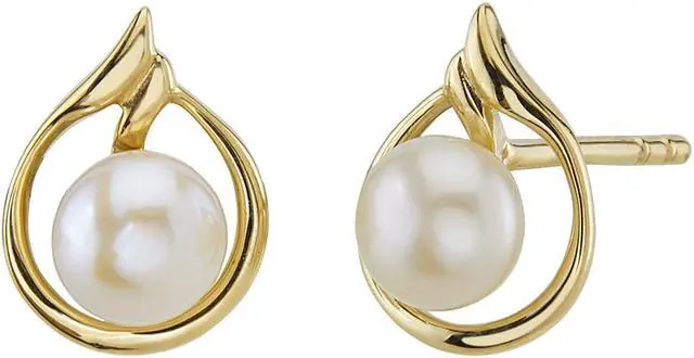 Main image of 14K Yellow Gold Freshwater Pearl Round Button Shape Teardrop Earrings