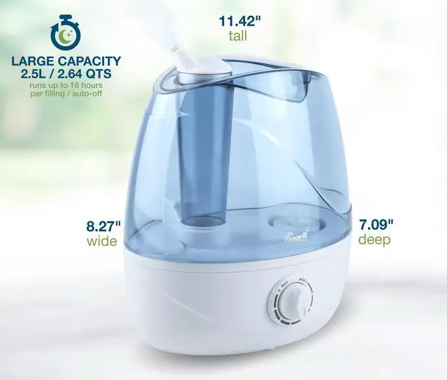 Alt view image 4 of 6 - Rosewill Ultrasonic Cool Mist Humidifier with 2.5L Large Capacity for Home/Bedroom | Quiet, Continuous Spraying Up to 16 Hours | Adjustable Mist Volume, 360° Nozzle, Auto Off, Easy Refill (RHHD-21001)