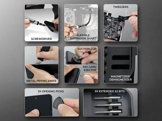 Alt view image 7 of 7 - Rosewill 131-Piece Precision Screwdriver Toolkit for Home/Office Electronics Repair - 120 CRV Bits, Flexible Extension Shaft, Metal Prying Knife and More for Computer and Mobile Device Fix (RTK-046)