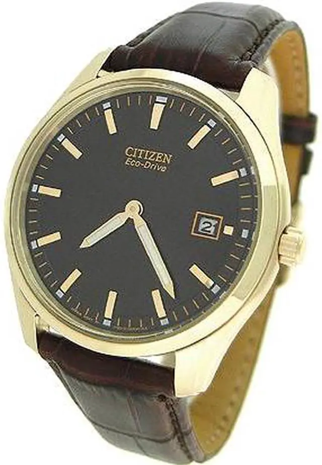 Alt view image 3 of 18 - Citizen Eco-Drive Mens Black Date Rose Gold Leather Watch AU1043-00E