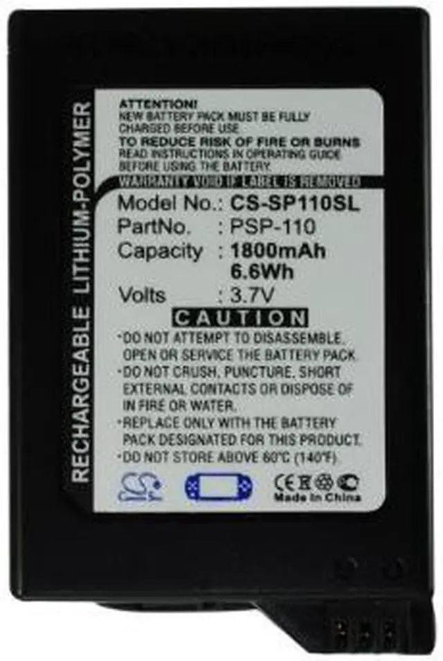 Alt view image 2 of 10 - Fosmon Technology Lithium Polymer Battery For Sony PSP-1000, PSP-1000G1, PSP-1000G1W, PSP-1000KCW - 1800mAh