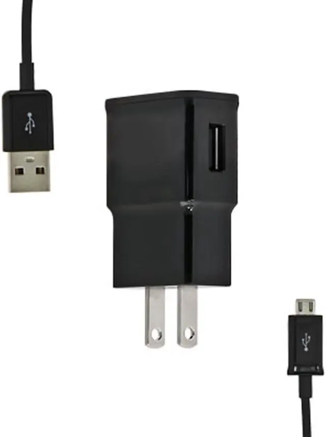 Main image of Samsung 2Amp Travel Charger Adapter with Detachable Micro USB Data / Charging Cable - Black (Bulk Packaging)