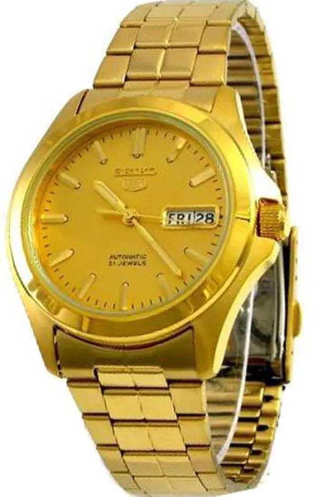 Alt view image 3 of 6 - Seiko 5 All Gold-plated Stainless Steel Mens Watch SNKK98