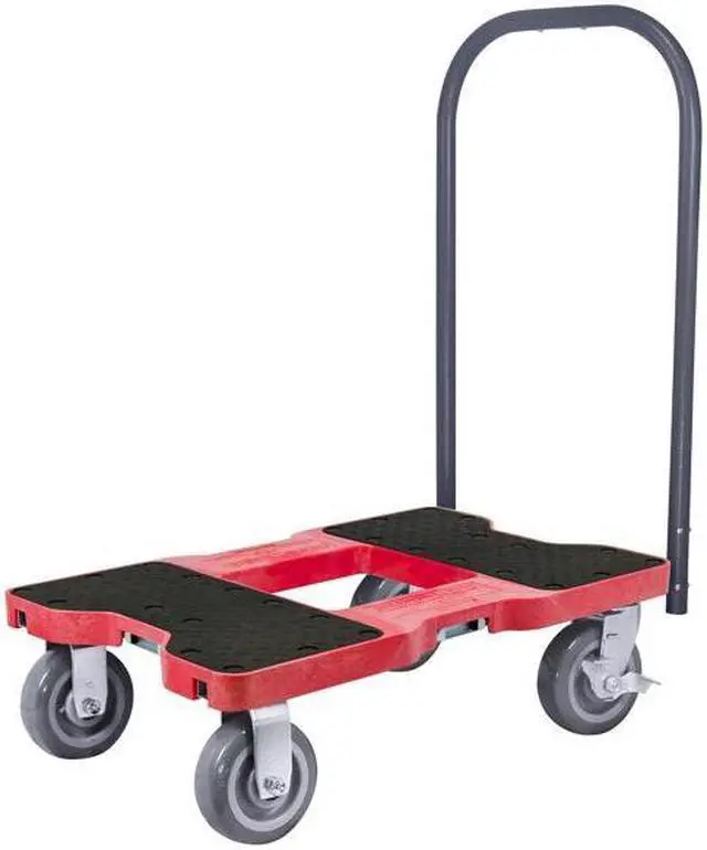 Alt view image 2 of 9 - Snap-Loc 1800 Lb Super-Duty Professional E-Track Push Cart Dolly Red, Safely Moves More In Less Time With Easy Rolling Casters, Removeable Push Bar And Optional E-Strap Safety Attachment! SL1800P6R